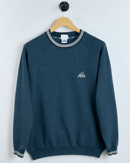 90s Adidas Blue Crew Neck Jumper (L)
