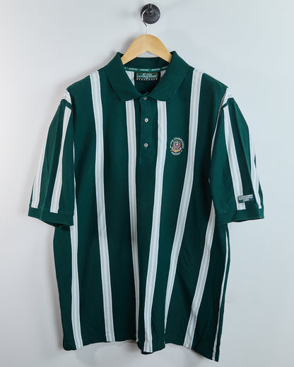 1999 Slazenger Golf Green/White Stripe Pattern 81st PGA Championship Medinah Polo (XL)
