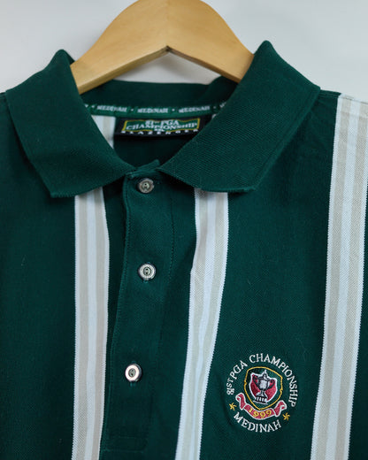 1999 Slazenger Golf Green/White Stripe Pattern 81st PGA Championship Medinah Polo (XL)