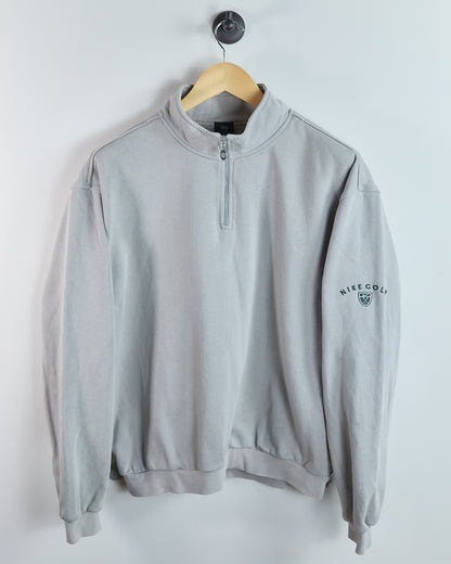 90s Nike Golf Shield Grey Quarter Zip Jumper (L)